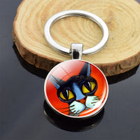 Cute Animals Keychain Anime Cat Double Side Keychains for Women Bag Chains Men Car Key Rings Silver Color Jewllery