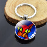 Cute Animals Keychain Anime Cat Double Side Keychains for Women Bag Chains Men Car Key Rings Silver Color Jewllery