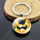 Cute Animals Keychain Anime Cat Double Side Keychains for Women Bag Chains Men Car Key Rings Silver Color Jewllery