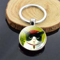 Cute Animals Keychain Anime Cat Double Side Keychains for Women Bag Chains Men Car Key Rings Silver Color Jewllery