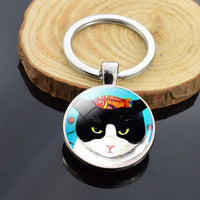 Cute Animals Keychain Anime Cat Double Side Keychains for Women Bag Chains Men Car Key Rings Silver Color Jewllery