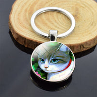 Cute Animals Keychain Anime Cat Double Side Keychains for Women Bag Chains Men Car Key Rings Silver Color Jewllery