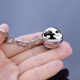 Black and White Cats Keychain Yin Yang Cats Picture Glass Ball Key Chain Double Side Glass Keyring Christmas Gifts