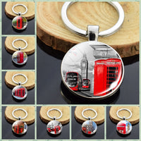 London Big Ben Telephone Booth Attractions Keychain Glass Cabochon Car Keyring London Travel Souvenir Keychain Pendant