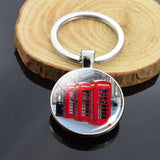 London Big Ben Telephone Booth Attractions Keychain Glass Cabochon Car Keyring London Travel Souvenir Keychain Pendant