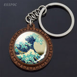 Van Gogh Oil Painting Keychain Keyrings Wooden Handmade Keychains for Women Party Vacation Gifts Accessories Wholesale