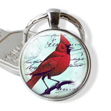 Bird Keychain Crow Robin Hummingbird Glass Cabochon Pendant Bird Metal Key Chain Birthday Gift for Friends