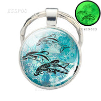 Unique Design Sea Turtle Photo Keychain Luminous Keychians Glowing in The Night Key Chain Women Men Car Keyrings Gifts