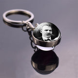 Boho Long Chains Clear Glass Ball Pendant Keychain Women Gifts Vintage Famous Politician Artist Thinker President Photo