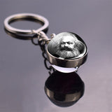 Boho Long Chains Clear Glass Ball Pendant Keychain Women Gifts Vintage Famous Politician Artist Thinker President Photo