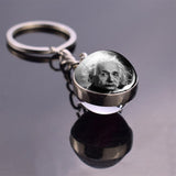 Boho Long Chains Clear Glass Ball Pendant Keychain Women Gifts Vintage Famous Politician Artist Thinker President Photo