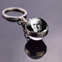 Boho Long Chains Clear Glass Ball Pendant Keychain Women Gifts Vintage Famous Politician Artist Thinker President Photo