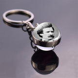 Boho Long Chains Clear Glass Ball Pendant Keychain Women Gifts Vintage Famous Politician Artist Thinker President Photo