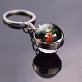 Boho Long Chains Clear Glass Ball Pendant Keychain Women Gifts Vintage Famous Politician Artist Thinker President Photo