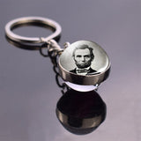 Boho Long Chains Clear Glass Ball Pendant Keychain Women Gifts Vintage Famous Politician Artist Thinker President Photo