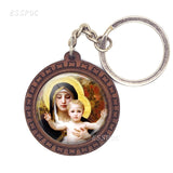 Christmas Jewelry Key Chain Cherub Angel Wings By Bouguereau " The First Kiss " Glass Cabochon Wooden Pendant Keychain Key Rings