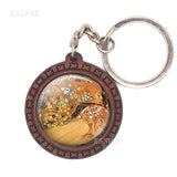 Gustav Klimt Keychain Abstract Painting Photo Glass Cabochon Wooden Key Chain Accessories for Men Women Lovers Gift