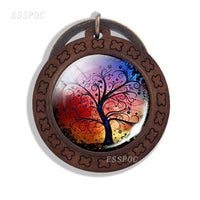 Tree of Life Keychain Life Tree Art Picture Glass Cabochon Wooden Keychain Vintage Key Chains Tree of Life