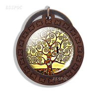 Tree of Life Keychain Life Tree Art Picture Glass Cabochon Wooden Keychain Vintage Key Chains Tree of Life