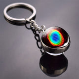 Galaxy Keychain Univers Space Art Picture Cabochon Glass Ball Key Chains Double Side Pendant Keyring Christmas Gift