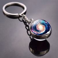 Galaxy Keychain Univers Space Art Picture Cabochon Glass Ball Key Chains Double Side Pendant Keyring Christmas Gift