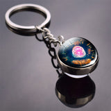 Galaxy Keychain Univers Space Art Picture Cabochon Glass Ball Key Chains Double Side Pendant Keyring Christmas Gift