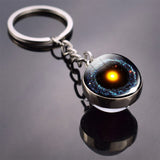 Galaxy Keychain Univers Space Art Picture Cabochon Glass Ball Key Chains Double Side Pendant Keyring Christmas Gift