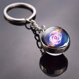 Galaxy Keychain Univers Space Art Picture Cabochon Glass Ball Key Chains Double Side Pendant Keyring Christmas Gift