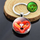 Luminous Heart Double Sides Glass Keychain Glow in the Dark Fire Dragon Swan Flower Photo Couple's Lover's Gifts Key Chain Rings