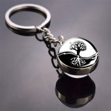 Double Side Glass Keyring Christmas Gifts Black and White Cats Keychain Yin Yang Cats Picture Glass Ball Key Chain