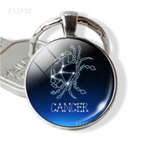 Leo Aries Virgo Key Chain 12 Constellation Zodiac Sign Pendant Keychains Glass Cabochon Keyring Gift for Women Gifts