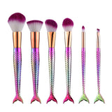 6Pcs Mermaid Professional Makeup Brushes Set Face Powder Blush Brush Cosmetic Tools Foundation Eye Brush Kit