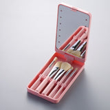 360° Rotation LED Travel Makeup Brushes Set Folding Cosmetic HD Mirror Portable Make Up Brush Box Beauty Tools Maquiagem