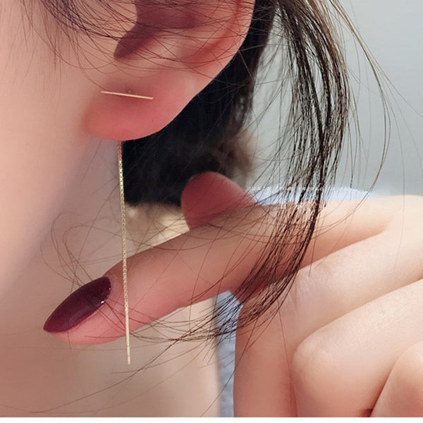 2021 Fashion Minimalist Long Earring Silver Color Simple Tassel Chain Statement Earrings Women Korea Joker Ear Line Jewelry Gift