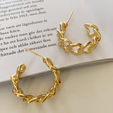 2021 Fashion Distortion Interweave Twist Metal Circle Geometric Round Hoop Earrings for Women Accessories Retro Party Jewelry