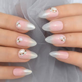 Holographic Silver Glitter Press On Nails Short Style Daily Wear Nude Pink Lady False Nails Oval Shape Nail Art Tips