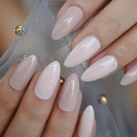 Fake Nail Tips Short Oval Faux Ongles Khaki Spolish Artificial Nails DIY Salon Press On Nails 24pcs With Glue Sticker