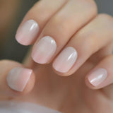 Beige French Nails White Tip Squoval False Nails Short Medium Size Ladies Artificial Manicure Tips for Daily Wear