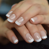 Beige Gradient French Manicure Tips Gorgeous and Classy Natural Fake Nails Faded Nails Designed