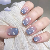 Spring Summer Colorful Graffiti Women False nails with jelly glue finished fake nails waterproof removable press on nail patches