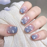 Spring Summer Colorful Graffiti Women False nails with jelly glue finished fake nails waterproof removable press on nail patches