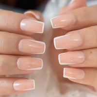 Beige Gradient French Manicure Tips Gorgeous and Classy Natural Fake Nails Faded Nails Designed