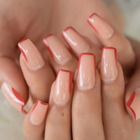 Beige Gradient French Manicure Tips Gorgeous and Classy Natural Fake Nails Faded Nails Designed