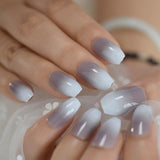 French Manicure 24 Units Faux Ongles Short Squoval Rose Mixed Milky White Press On Nail Large