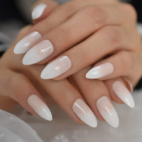 French Manicure 24 Units Faux Ongles Short Squoval Rose Mixed Milky White Press On Nail Large