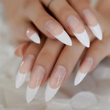 French Manicure 24 Units Faux Ongles Short Squoval Rose Mixed Milky White Press On Nail Large