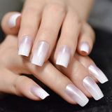 French Manicure 24 Units Faux Ongles Short Squoval Rose Mixed Milky White Press On Nail Large