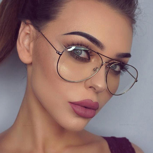 Fashion Polit Glass Frame Women Retro Clear Lens Optical Glasses Brand Designer Black Frame Alloy Eyeglasses Unisex