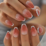 Beige Gradient French Manicure Tips Gorgeous and Classy Natural Fake Nails Faded Nails Designed