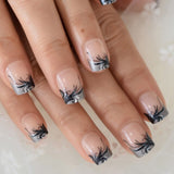 Classical Normal Size French Nail Nude White Tip Glossy Press On Fingernals for daily with glue sticker 24